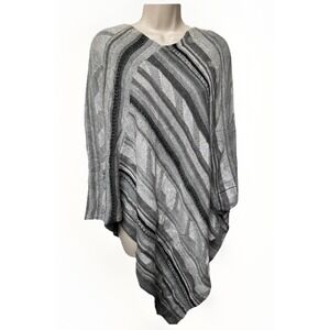 Ralph Lauren Knit Poncho Womens Size Small Gray Lightweight Asymmetric Lagenlook
